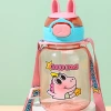 S98-9167 Cute children's Straw Cup, outdoor portable shoulder strap, shock-resistant plastic cup, student drinking water cup Application Scenario